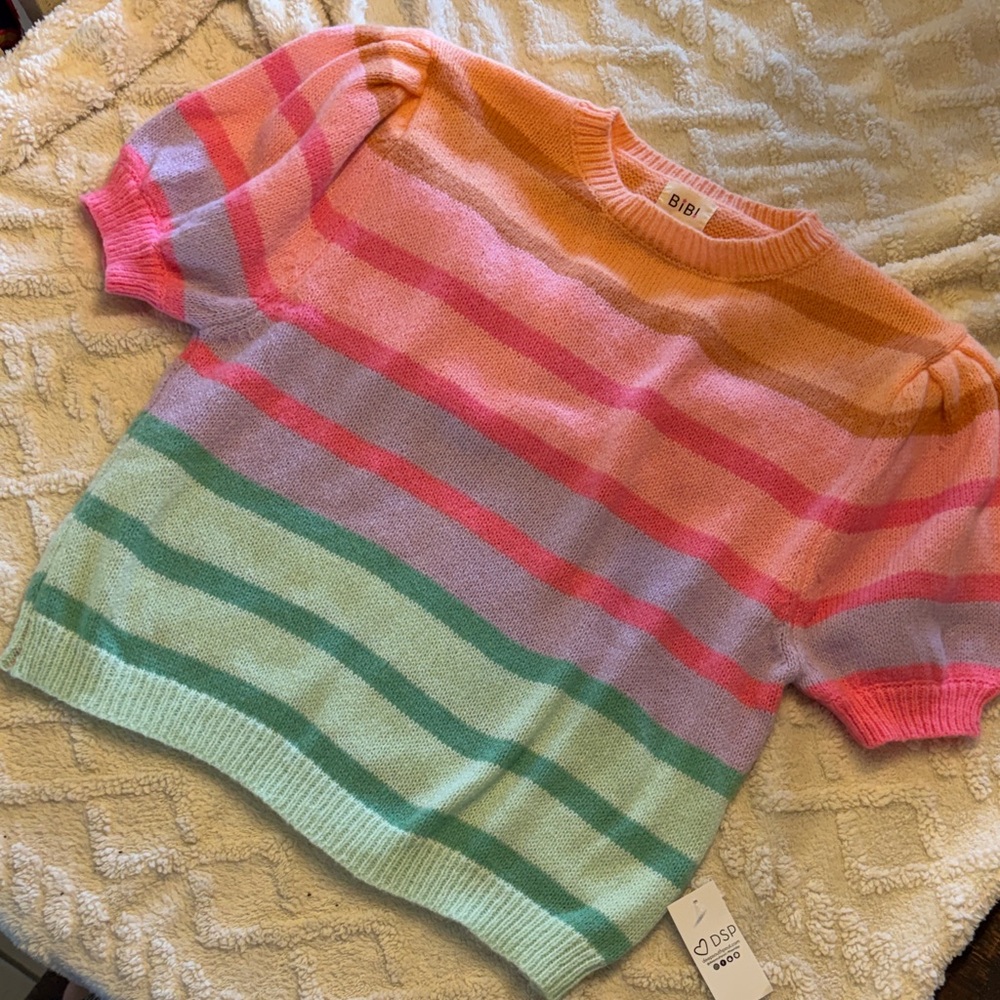 BiBi Vibrant Striped Crew Neck Sweater - Picture 4 of 11